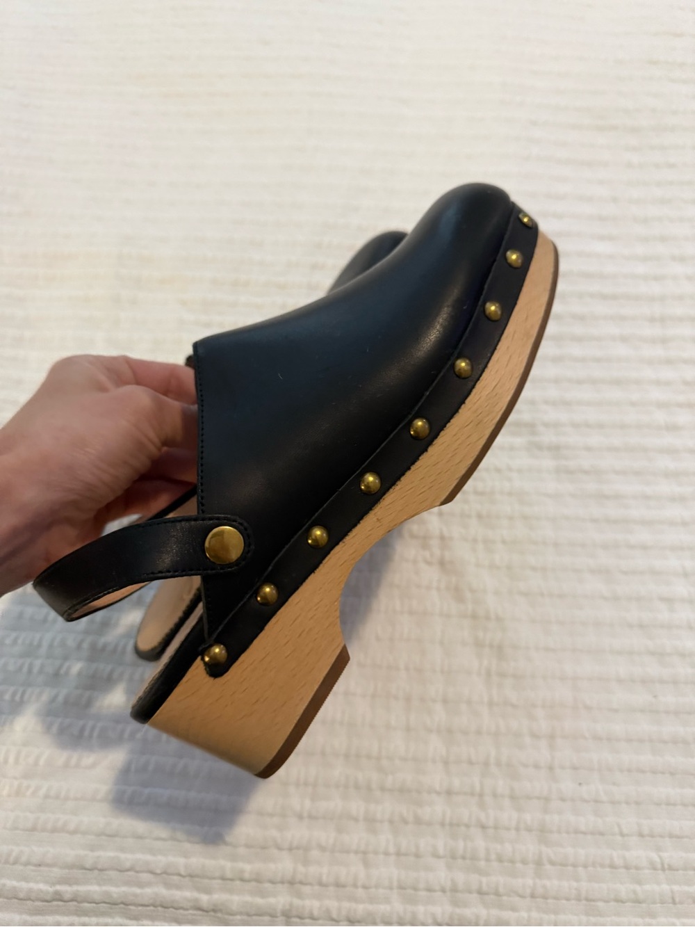 J. Crew Black Leather Slingback Clog Mules EUC 0773